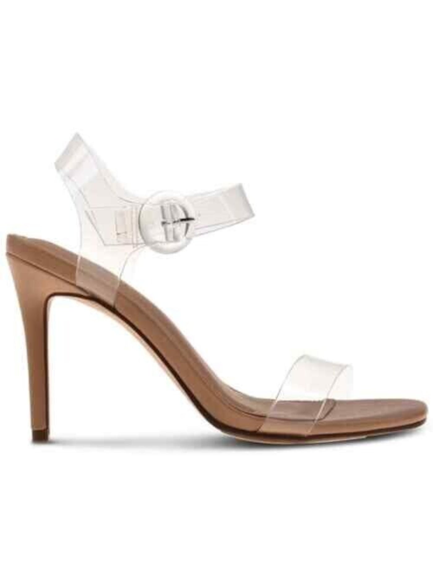 WILD PAIR Womens Beige Transparent Slip Resistant Padded Billey Square Toe Stiletto Buckle Dress Heeled Sandal 10 M