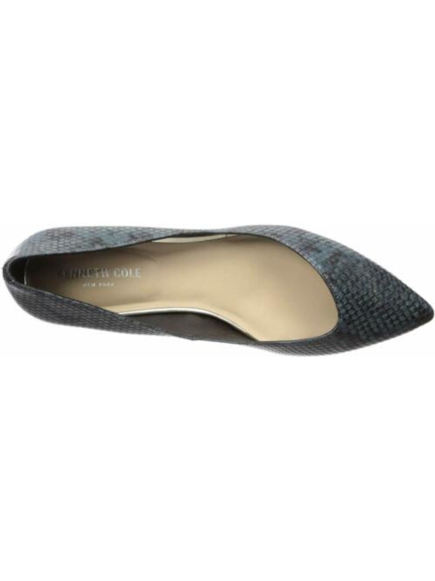 KENNETH COLE Womens Blue Snakeskin Padded Comfort Camelia Pointed Toe Block Heel Slip On Ballet Flats 6 M