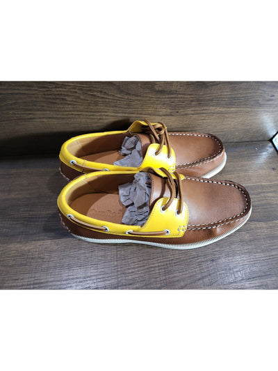 CLUBROOM Mens Brown Comfort Elliot Round Toe Lace-Up Boat Shoes 10 M