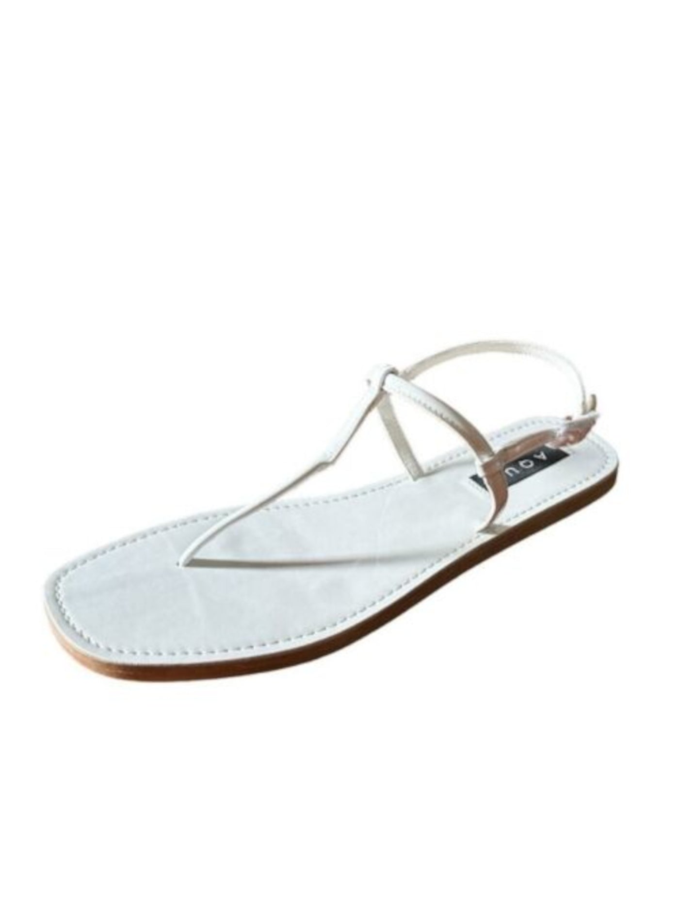 AQUA Womens White T-Strap Zen Round Toe Buckle Thong Sandals Shoes 6.5 M