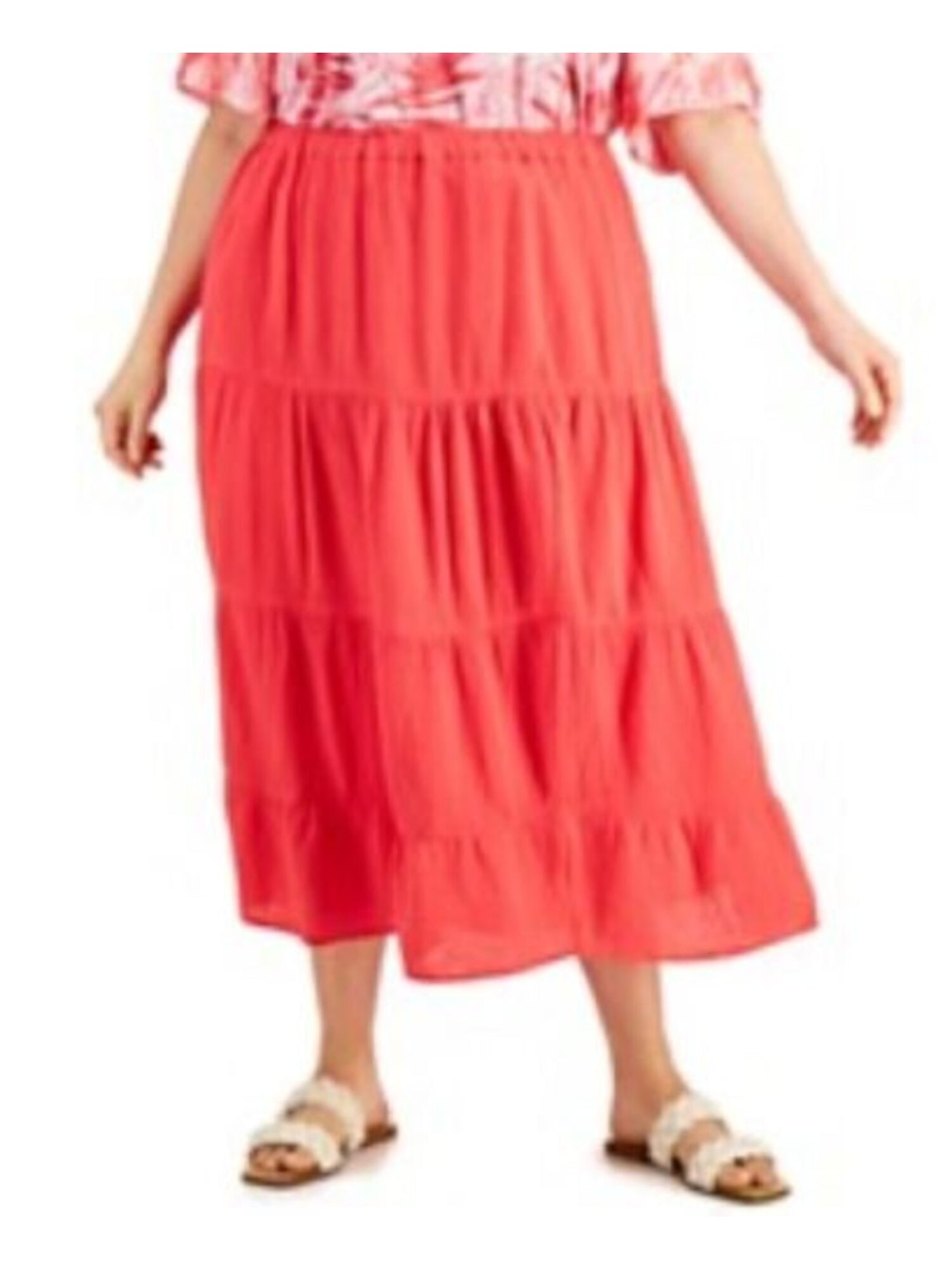CALVIN KLEIN Womens Midi Wear To Work Tiered A-Line Skirt