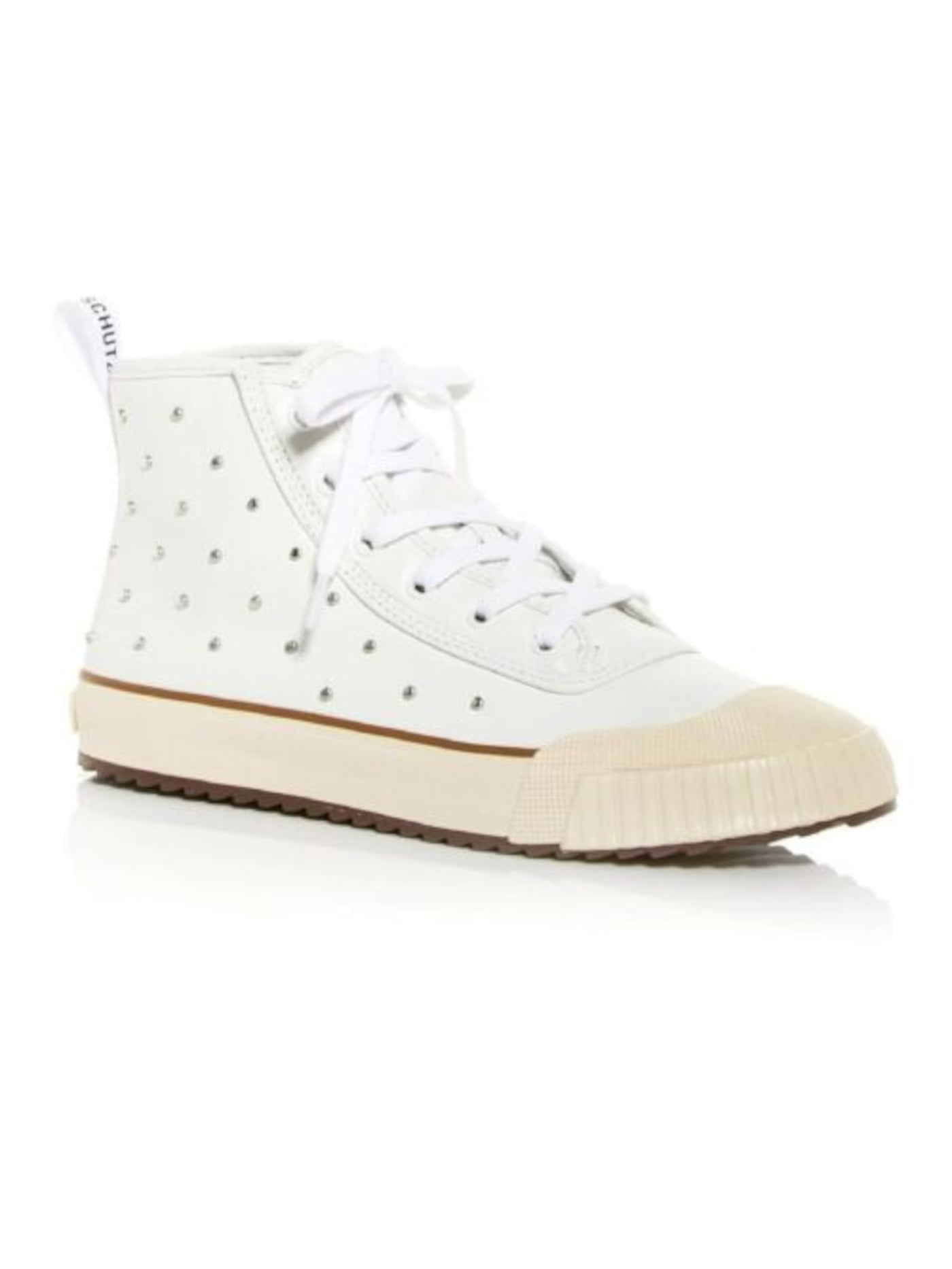 SCHUTZ Womens White Studded Belindah Cap Toe Lace-Up Leather Sneakers Shoes 5 B