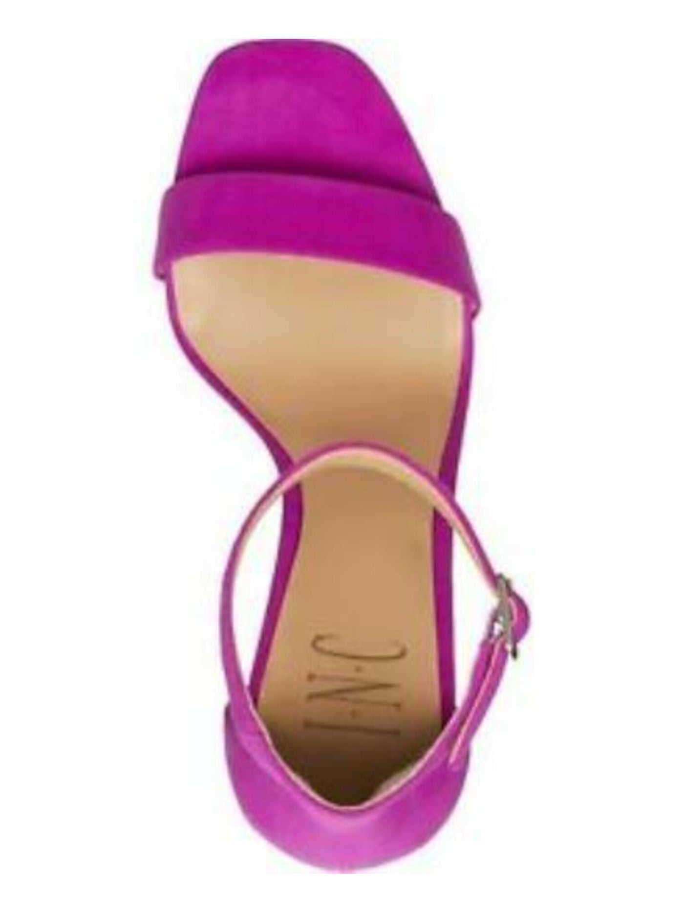 INC Womens Purple Adjustable Comfort Padded Ankle Strap Lexini Square Toe Block Heel Buckle Dress Sandals Shoes 7.5 M