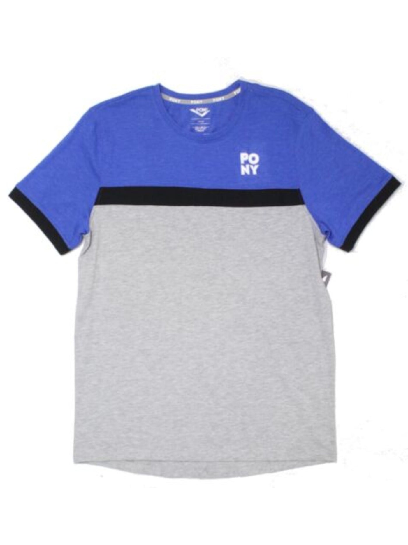 PONY Mens Blue Color Block Short Sleeve Classic Fit Stretch T-Shirt M