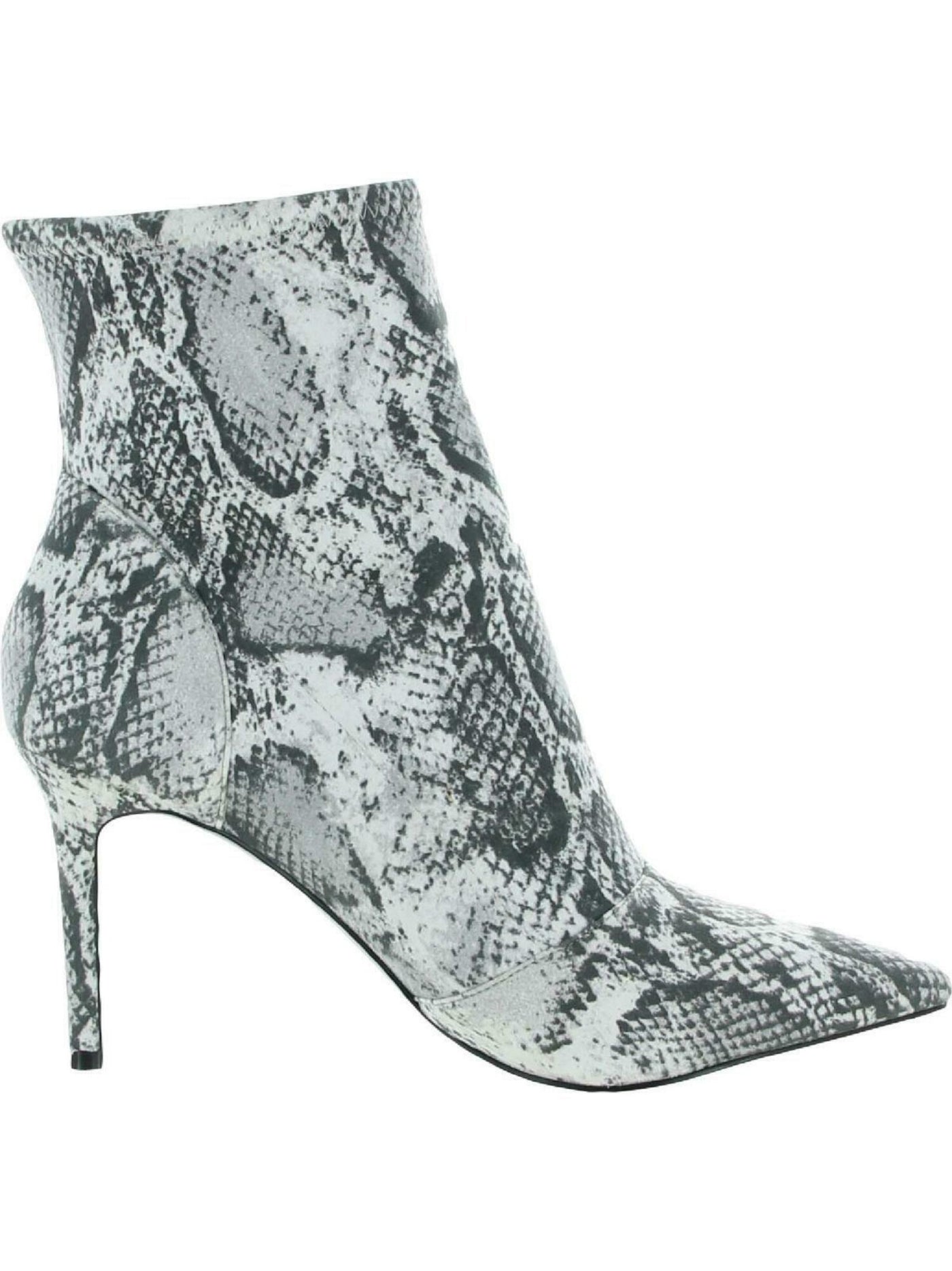 CHARLES Womens Gray Animal Print Cushioned Stretch Pointed Toe Stiletto Dress Booties 9.5