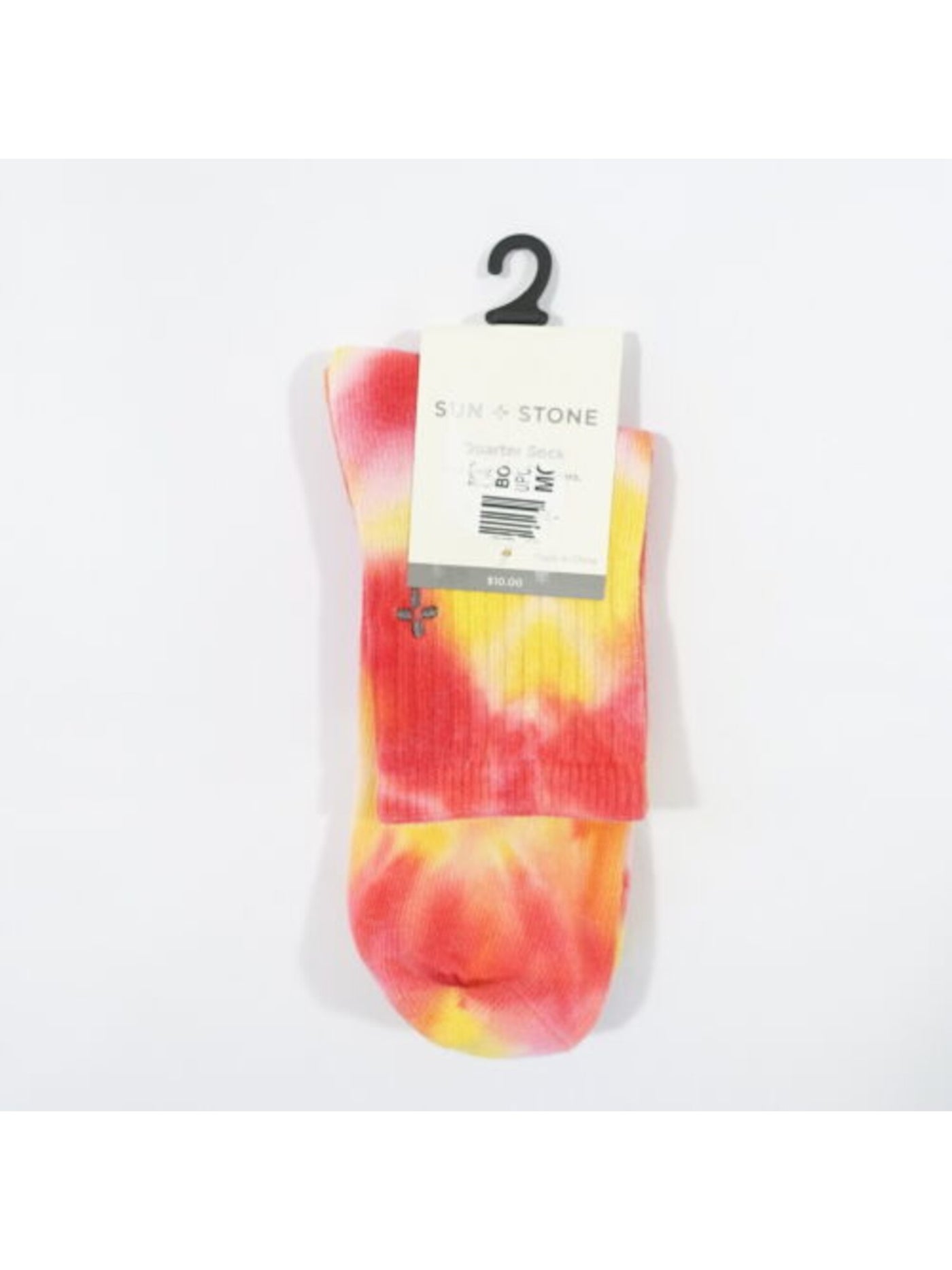 SUN STONE Mens Red Tie Dye Stretch Ribbed Casual Quarter Socks 7-12