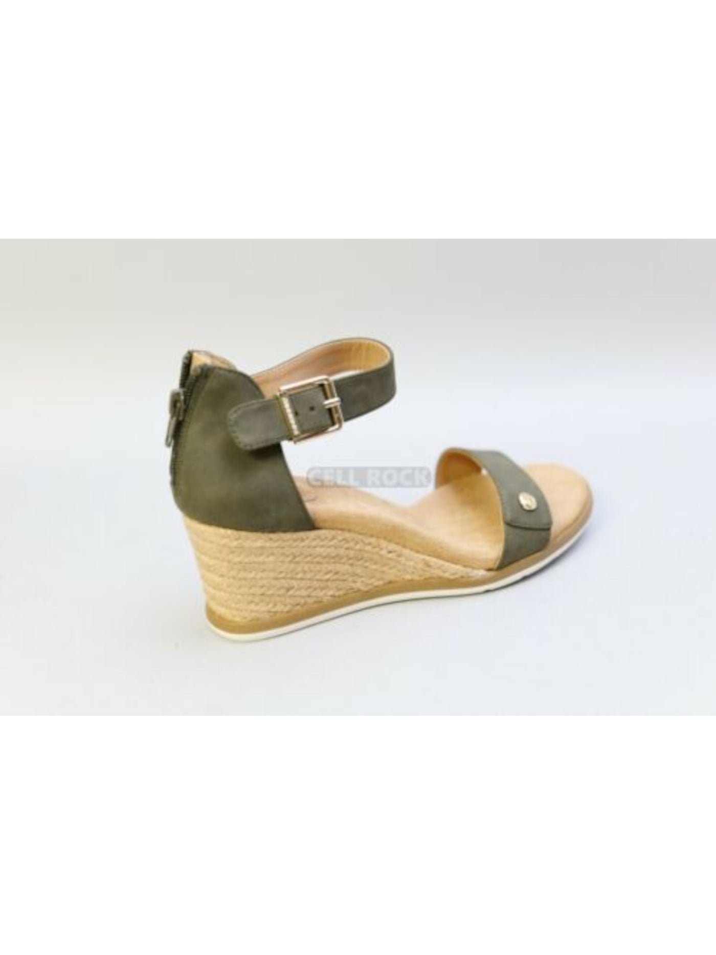 GIANI BERNINI Womens Green Buckle Accent Cushioned Daytonn Almond Toe Wedge Zip-Up Espadrille Shoes 5.5 M