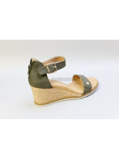 GIANI BERNINI Womens Green Buckle Accent Cushioned Daytonn Almond Toe Wedge Zip-Up Espadrille Shoes 7.5 M