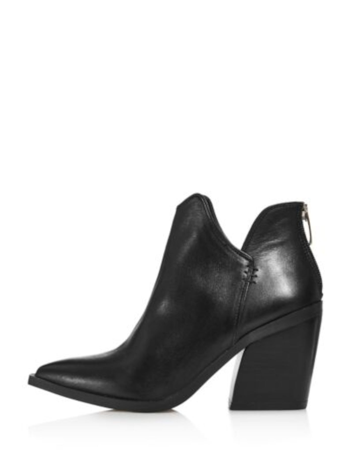 AQUA Womens Black Asymmetrical Comfort Amil Square Toe Block Heel Zip-Up Leather Booties 5.5 M