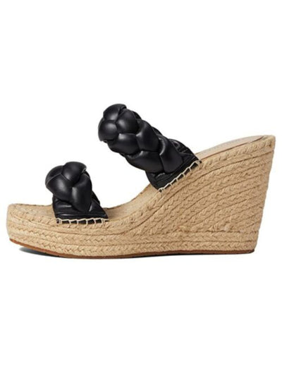 KENNETH COLE NEW YORK Womens Black 1-1/2" Platform Braided Comfort Olivia Round Toe Wedge Slip On Espadrille Shoes 7.5 M