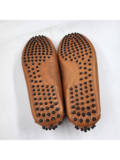 THE MENS STORE Mens Brown Penny Holder Driver Sole Padded Square Toe Slip On Leather Loafers Shoes M