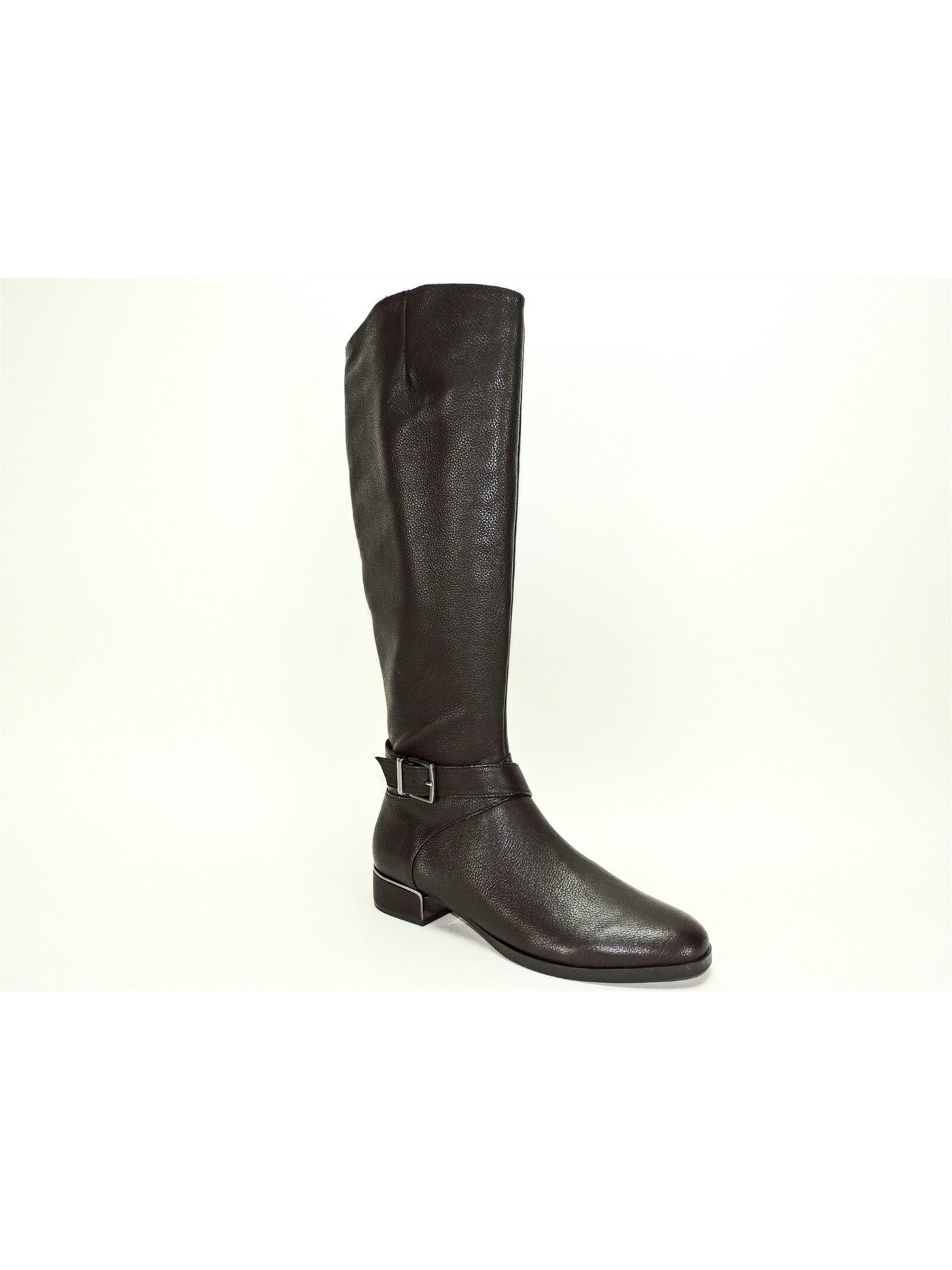 KENNETH COLE Womens Brown Buckle Accent Comfort Branden Round Toe Block Heel Zip-Up Leather Riding Boot 8 M