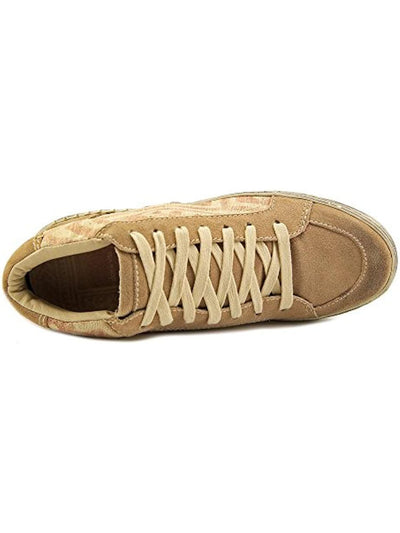 DOLCE VITA Womens Sand Beige Mixed Media Zane Round Toe Lace-Up Leather Sneakers Shoes 7.5