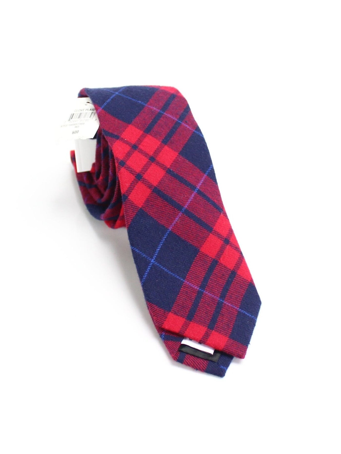 BAR III Mens Red Plaid Slim Neck Tie