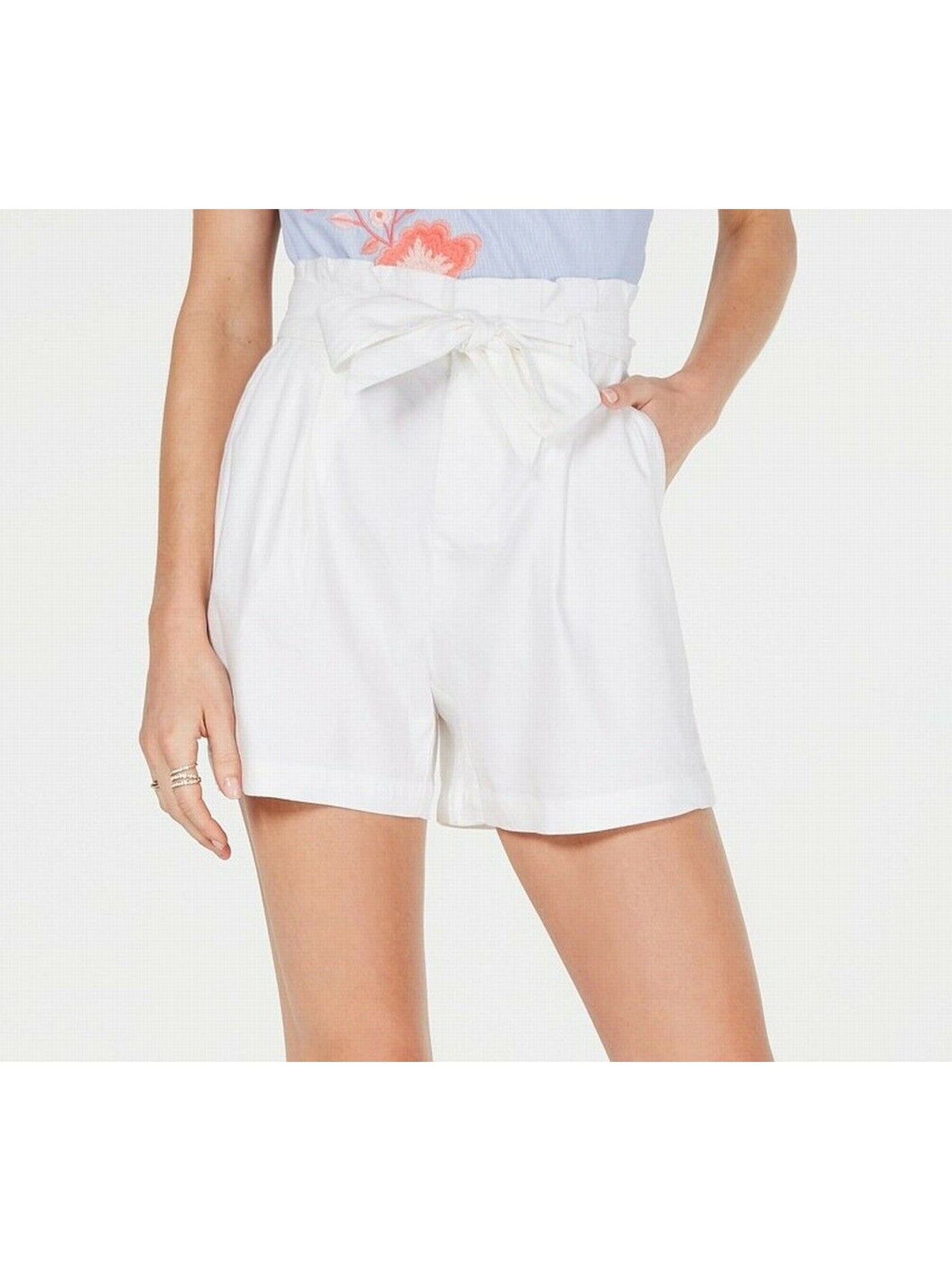 INC Womens White Belted Shorts M