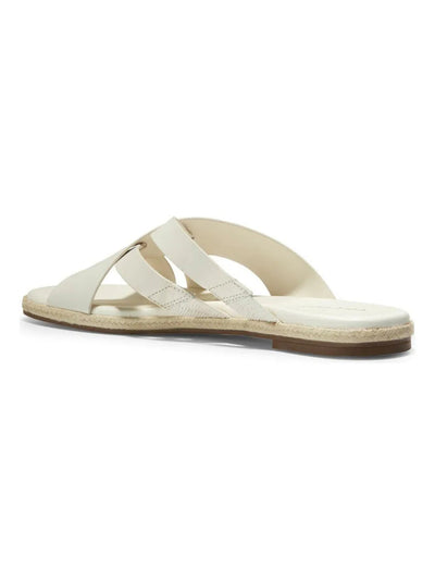 COLE HAAN Womens Ivory Woven Strappy Padded Florens Open Toe Slip On Leather Slide Sandals Shoes 9.5 B