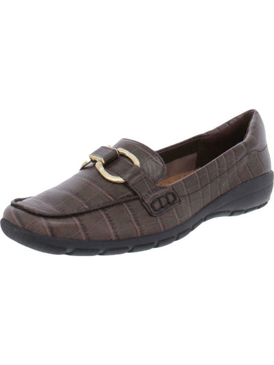 EASY SPIRIT Womens Brown Removable Insole Moc Toe Breathable Arch Support Slip On Leather Loafers 6 M