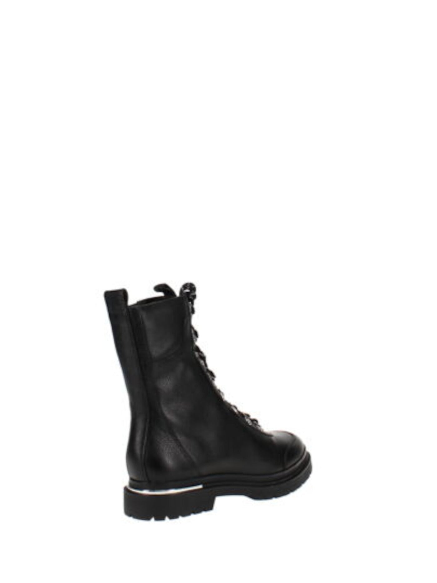 VIA SPIGA Womens Black 0.5" Platform Lace-Up Metallic Accents Lug Sole Water Resistant Tavvi Round Toe Block Heel Zip-Up Leather Combat Boots 6 M