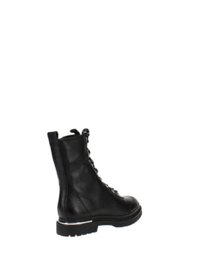 VIA SPIGA Womens Black 0.5" Platform Lace-Up Metallic Accents Lug Sole Water Resistant Tavvi Round Toe Block Heel Zip-Up Leather Combat Boots 6 M