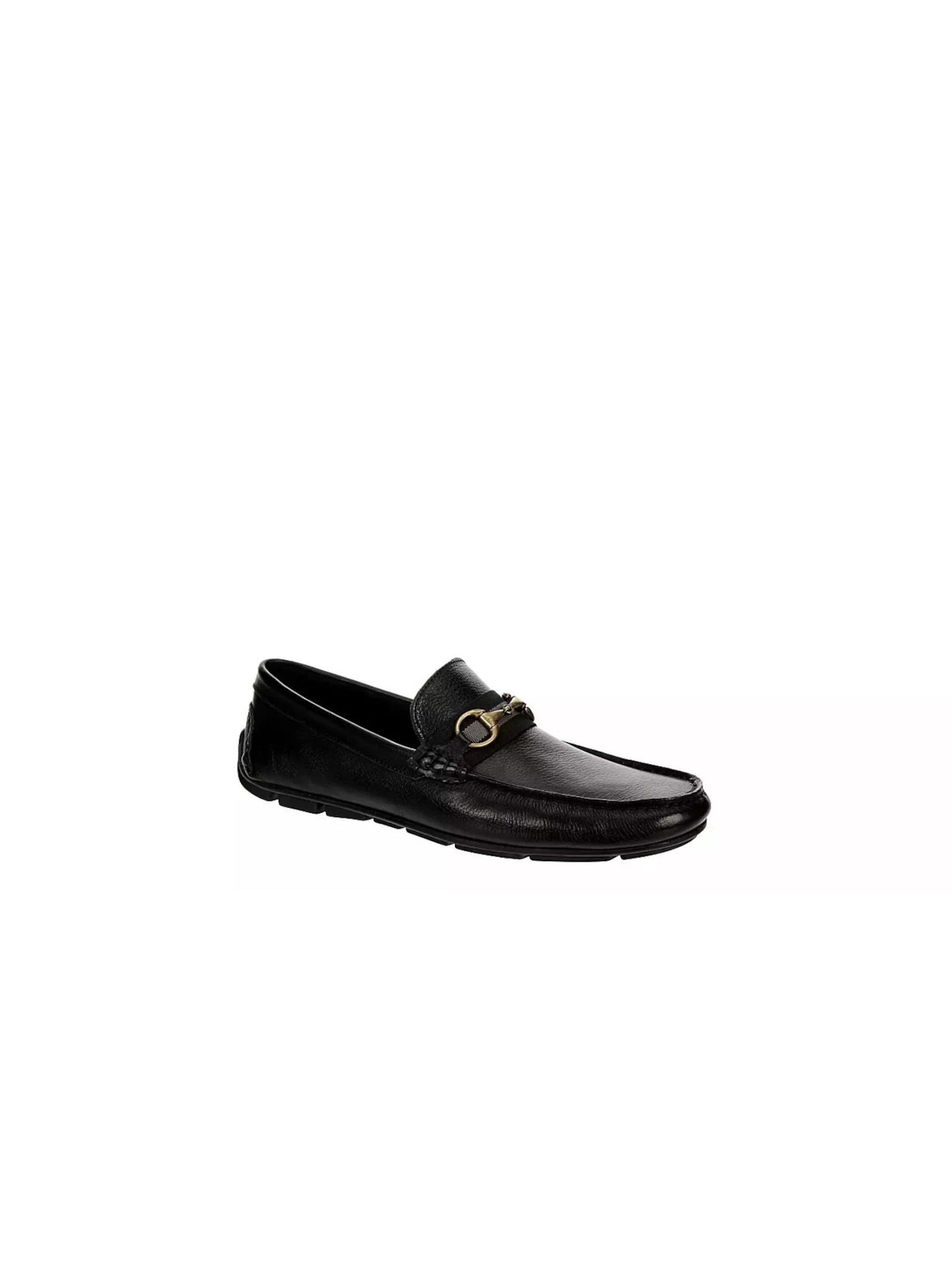 GIORGIO BRUTINI Mens Black Moc Toe Bit Hardware Notched Cushioned Brasilla Round Toe Slip On Leather Loafers Shoes 10.5 M