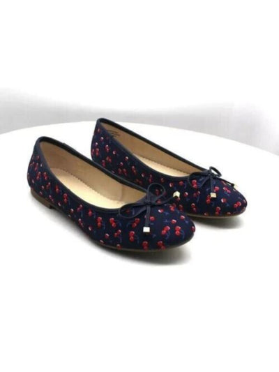 CHARTER CLUB Womens Navy Cherries Bow Accent Comfort Kaii Round Toe Slip On Ballet Flats 9 M