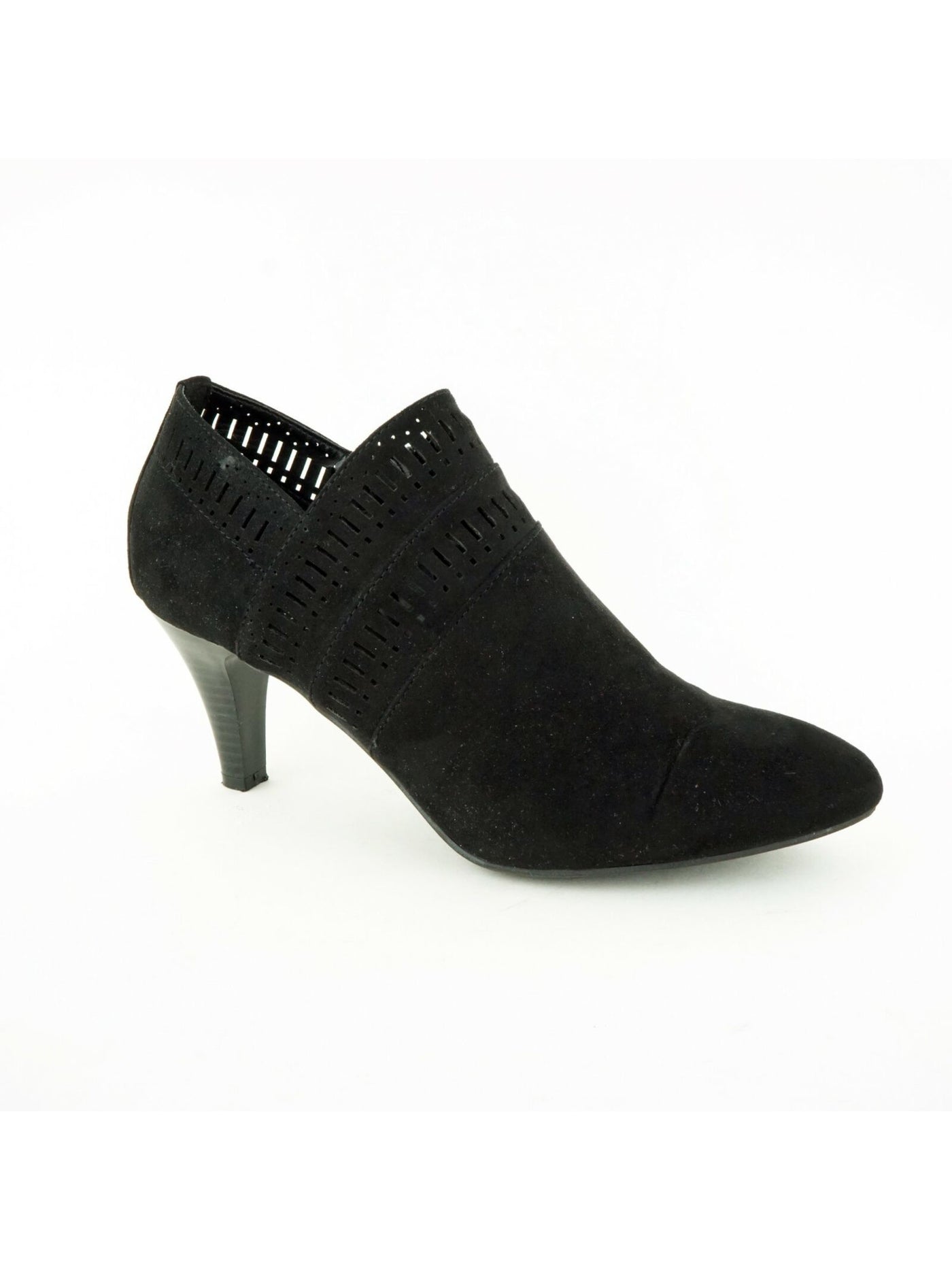 KAREN SCOTT Womens Black Perforated Cushioned Marius Almond Toe Sculpted Heel Zip-Up Booties 12