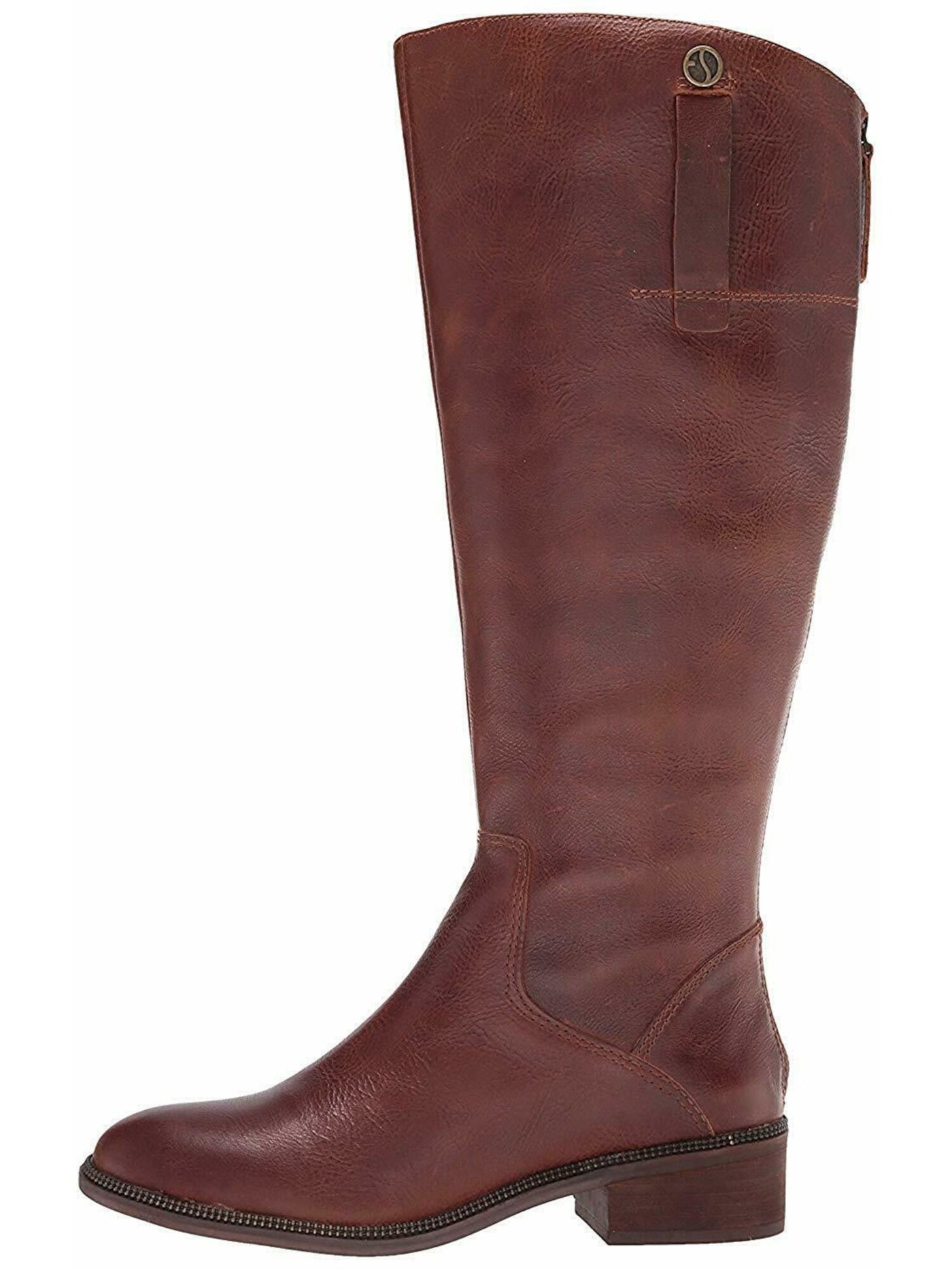 FRANCO SARTO Womens Brown Bead-Link Trim At Welt Cushioned Becky Round Toe Stacked Heel Zip-Up Riding Boot 6.5 M