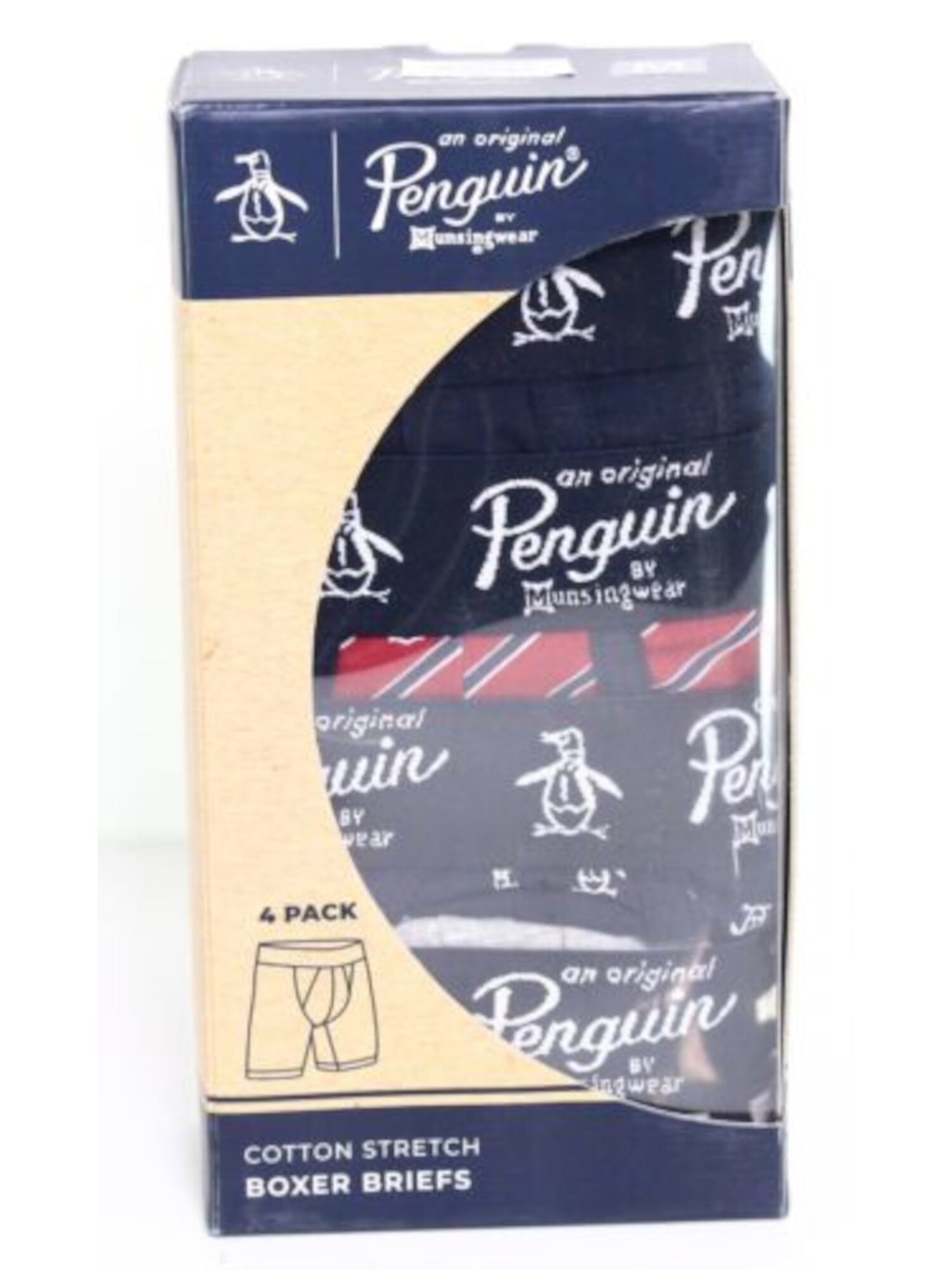 PENGUIN Intimates 4 Pack Black Boxer Brief Underwear L