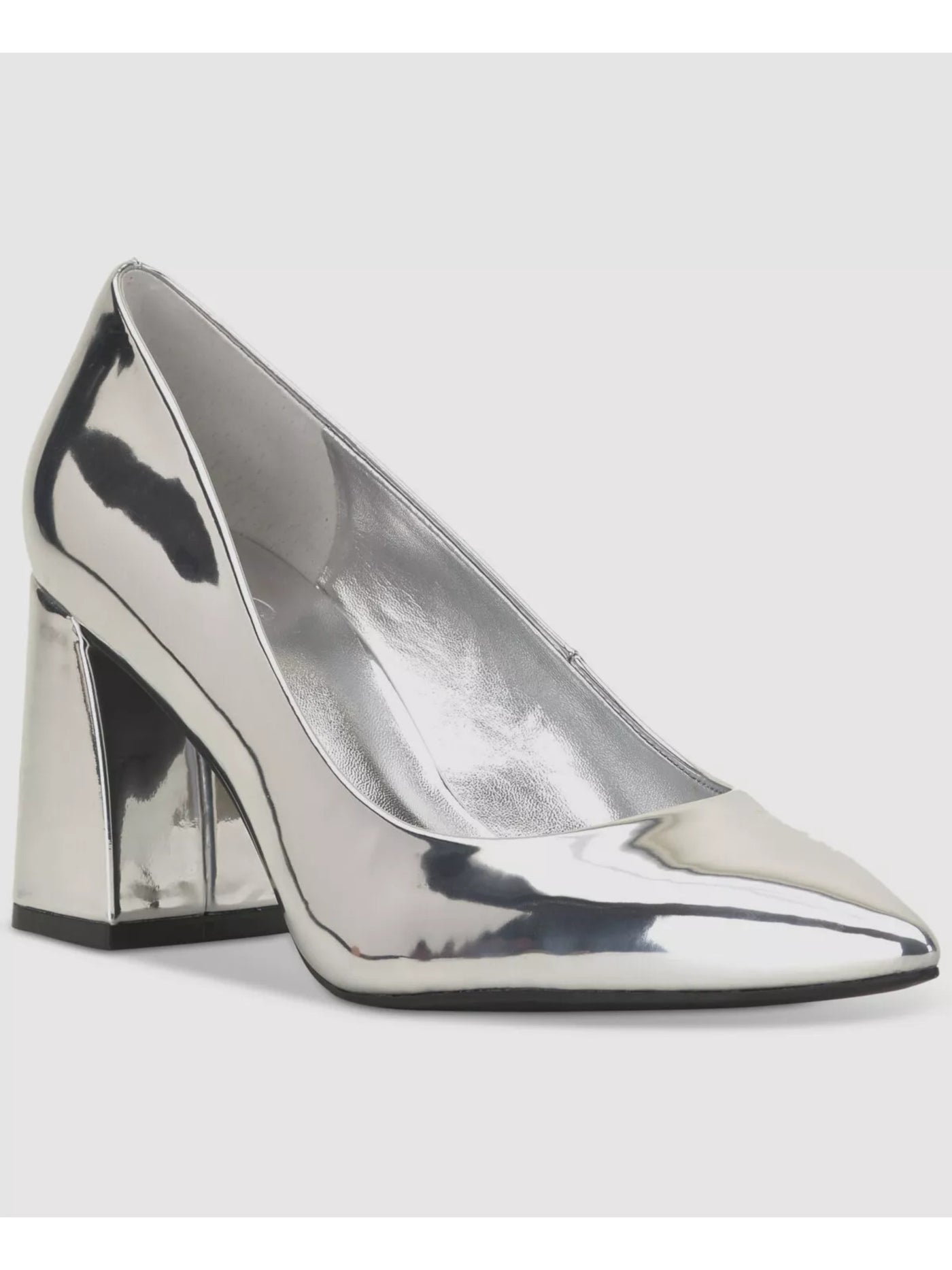 INC Womens Silver Padded Metallic Ubika Pointed Toe Sculpted Heel Slip On Pumps Shoes 7.5 M