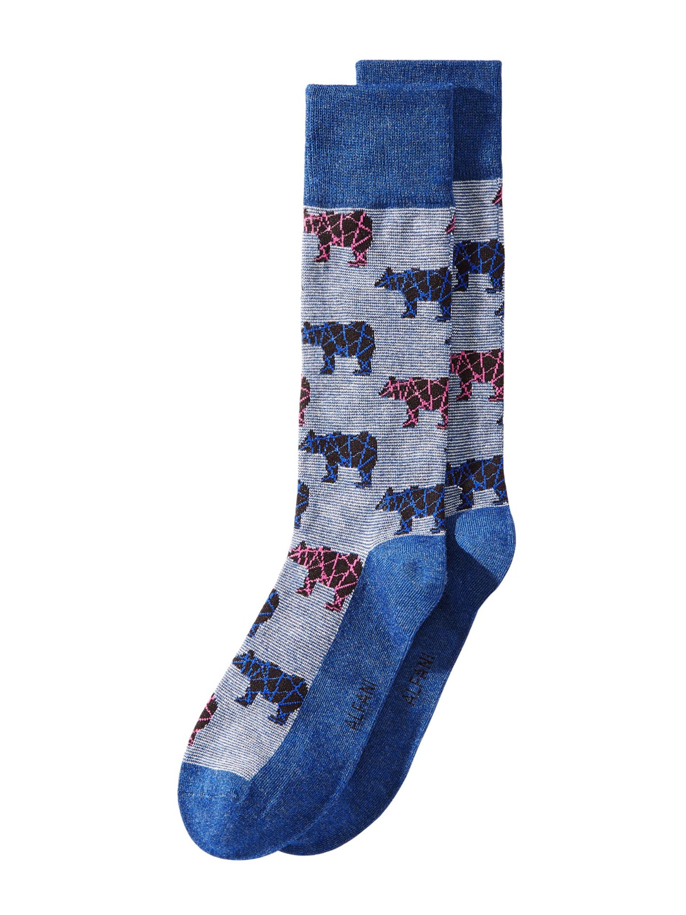 ALFANI Mens Navy Bear Textured Seamless Novelty Crew Socks 7-12