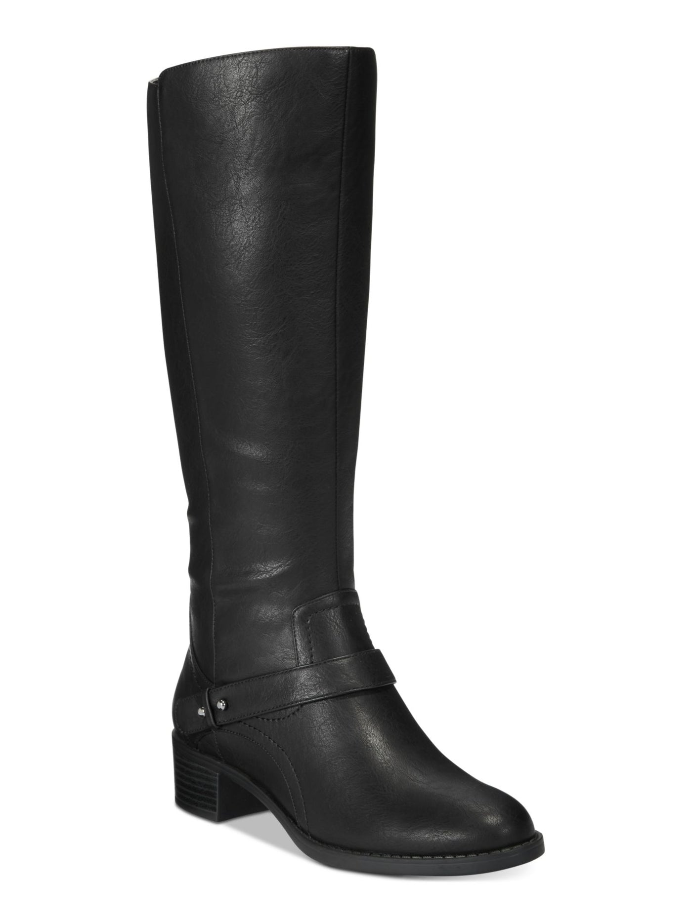 EASY STREET Womens Black Studded Padded Jewel Round Toe Block Heel Zip-Up Riding Boot 9.5 M WC
