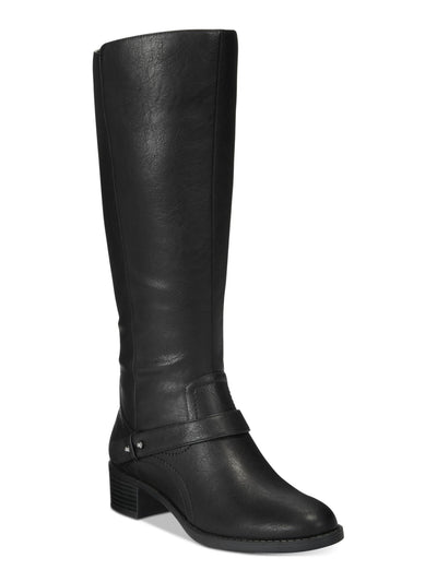 EASY STREET Womens Black Studded Padded Jewel Round Toe Block Heel Zip-Up Riding Boot 9.5 M WC
