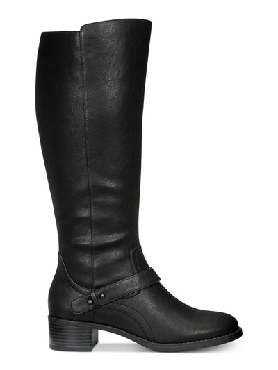 EASY STREET Womens Black Studded Padded Jewel Round Toe Block Heel Zip-Up Riding Boot 9.5 M WC