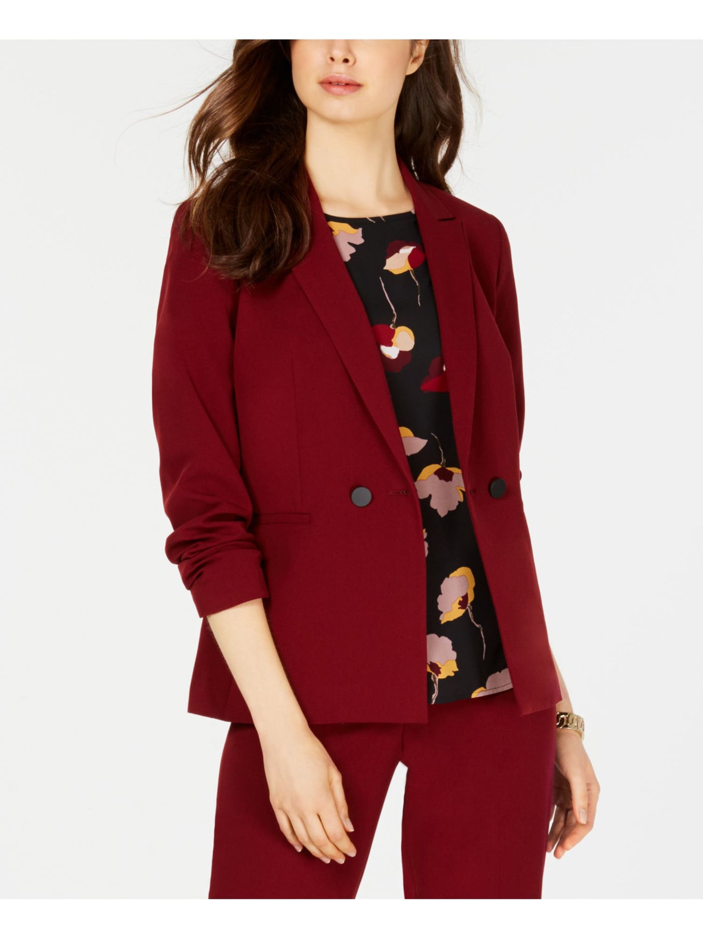 NINE WEST Womens Maroon Blazer Jacket 2