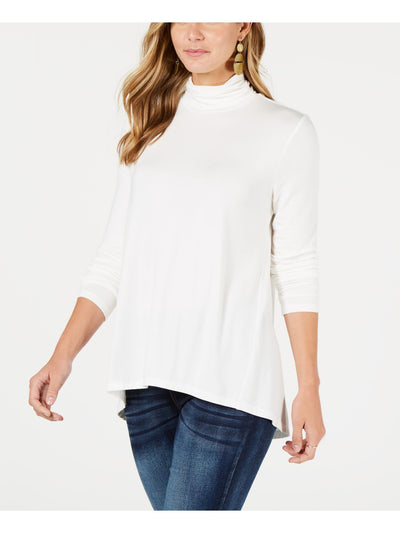 STYLE & COMPANY Womens Ivory Ruched Long Sleeve Turtle Neck T-Shirt L