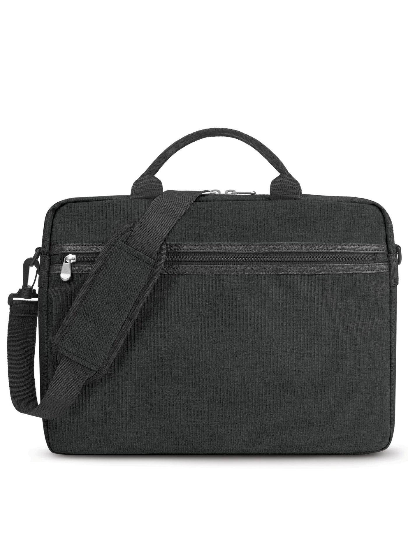 BLANKSLATE Men's Black Slim Top-Load Double Flat Strap Briefcase