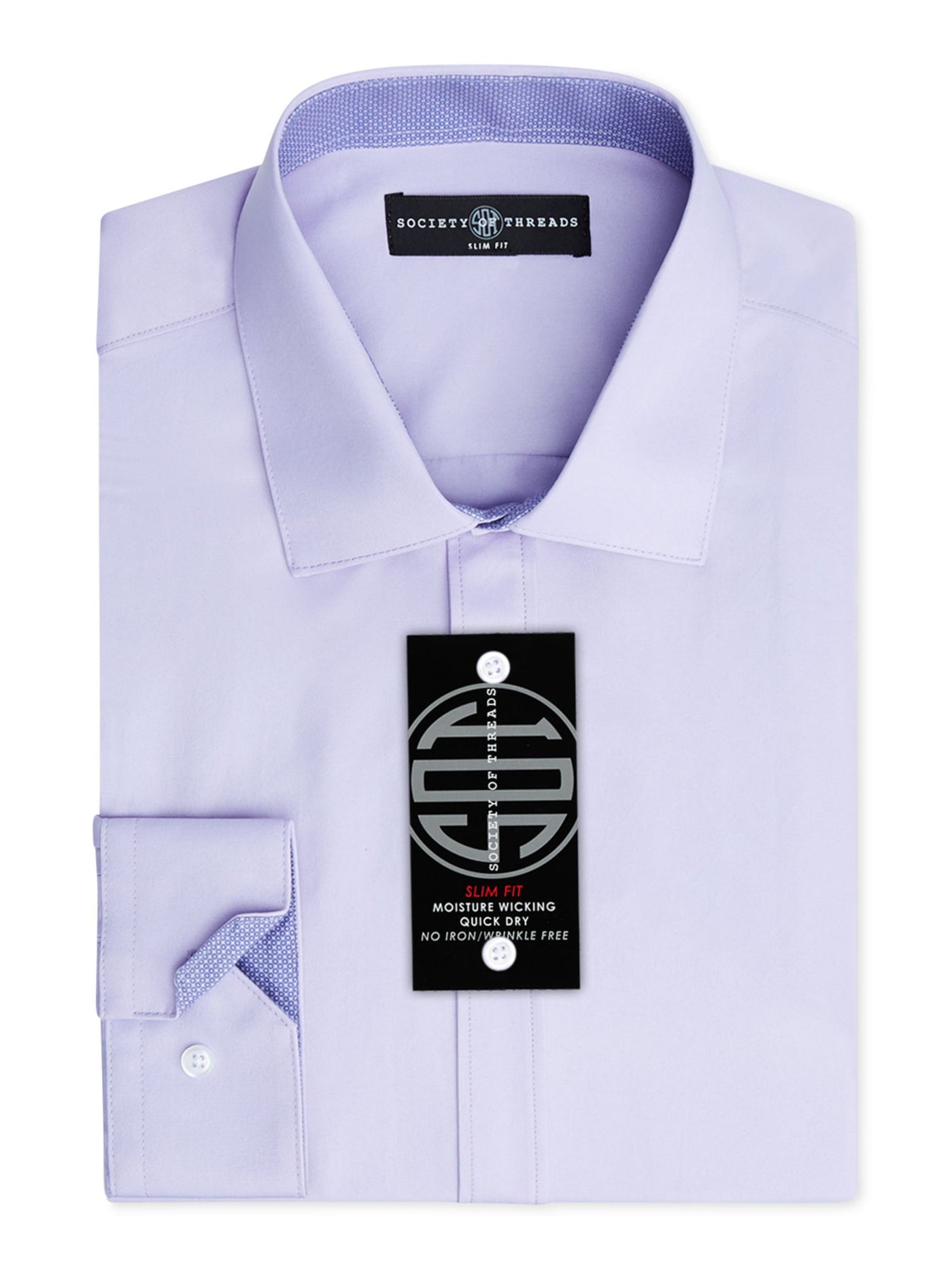 SOCIETY OF THREADS Mens Purple Point Collar Slim Fit Wrinkle Free Dress Shirt XXL 18/18.5- 35/36