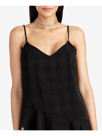 RACHEL ROY Womens Spaghetti Strap Asymmetrical-hem Cami V Neck Tank Top