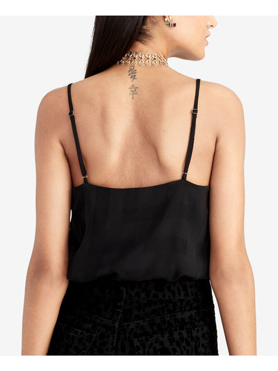 RACHEL ROY Womens Spaghetti Strap Asymmetrical-hem Cami V Neck Tank Top
