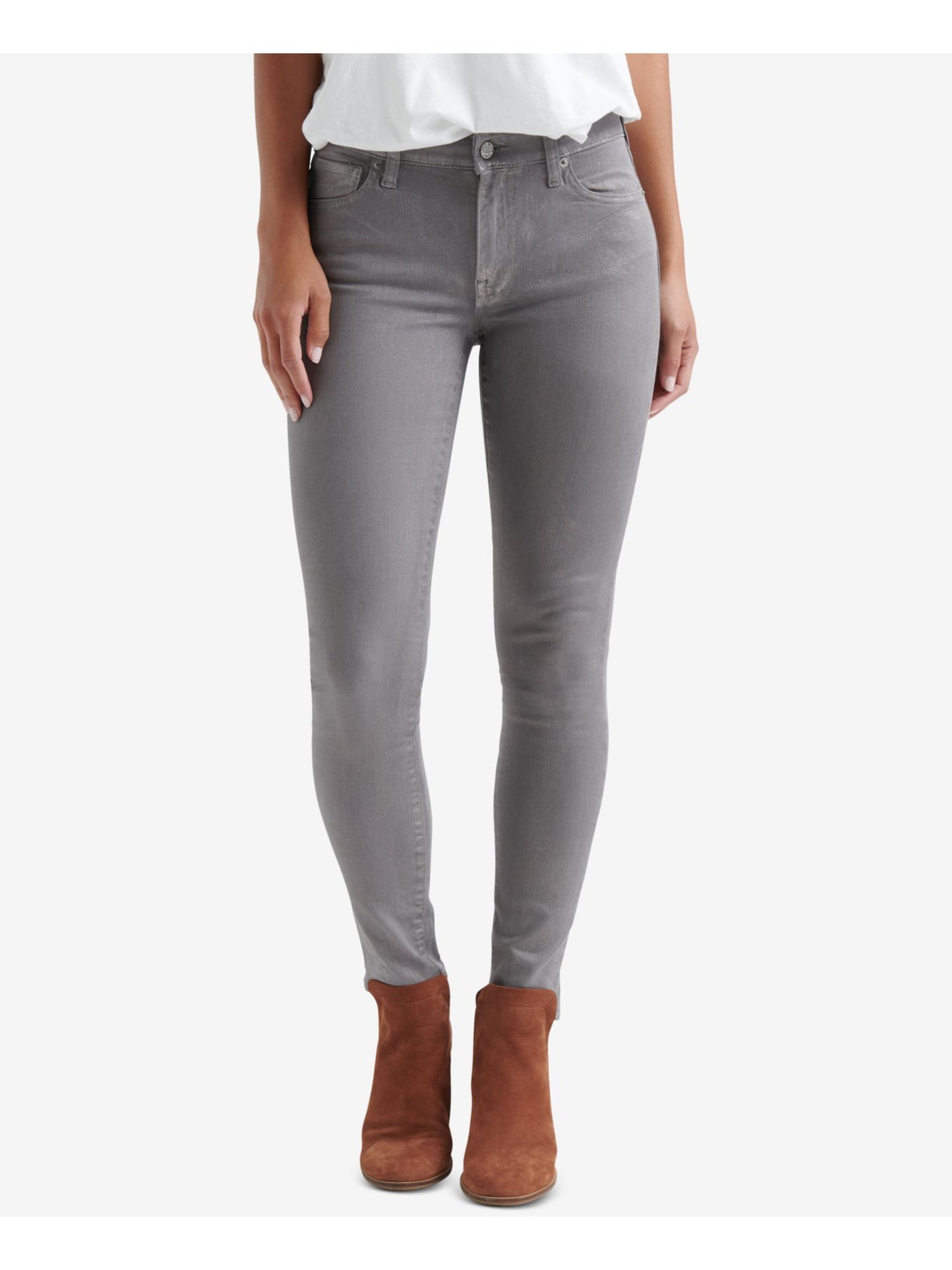 LUCKY BRAND Womens Silver Skinny Jeans 14