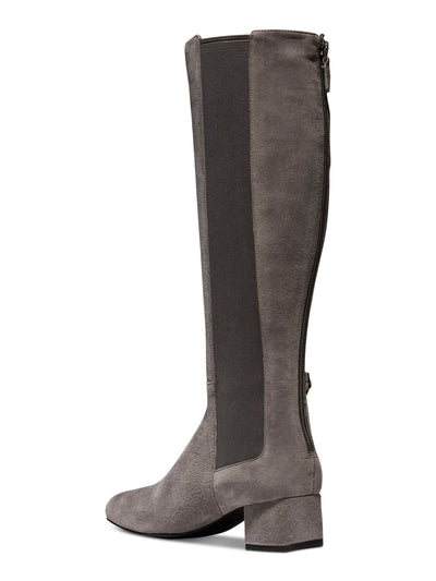 COLE HAAN Womens Gray Stretch Gore Panel Buckle Accent Non-Slip Avani Round Toe Block Heel Zip-Up Riding Boot 7.5 B