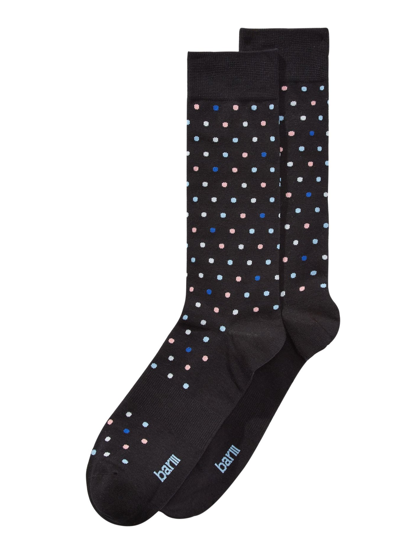 BAR III Navy Blue Black Mini Dots Arch Support Seamless Dress Crew Socks 10-13