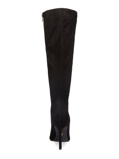 THALIA SODI Womens Black Stretch Gore V-Notch Cushioned Comfort Rajel Pointed Toe Stiletto Zip-Up Boots Shoes 9 M