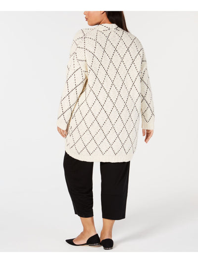 EILEEN FISHER Womens Ivory Long Sleeve Open Front Wear To Work Cardigan ONE SIZE