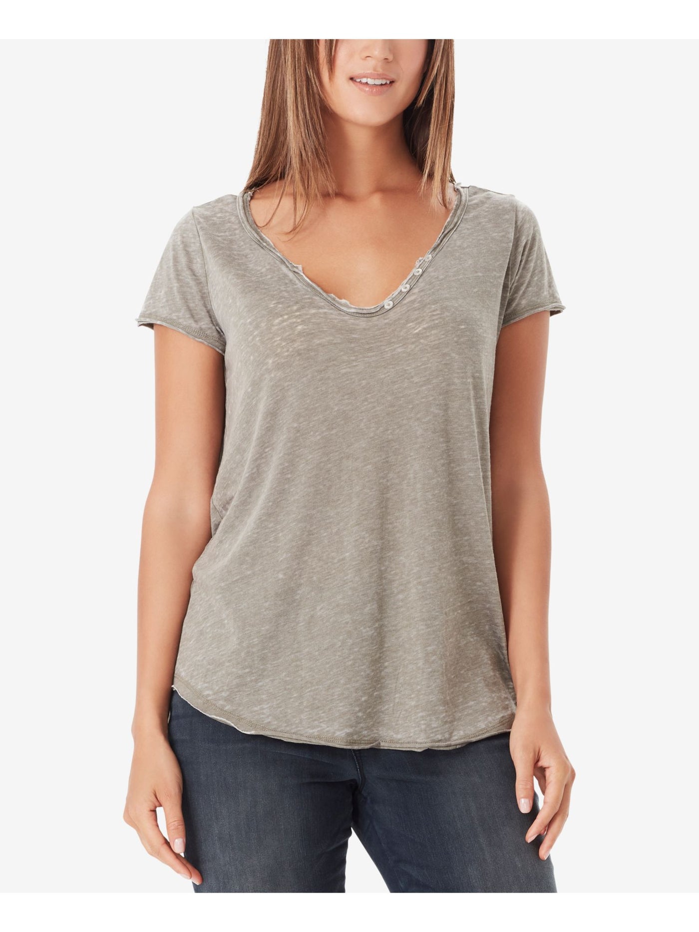 WILLIAM RAST Womens Gray Short Sleeve Scoop Neck Top Size: S