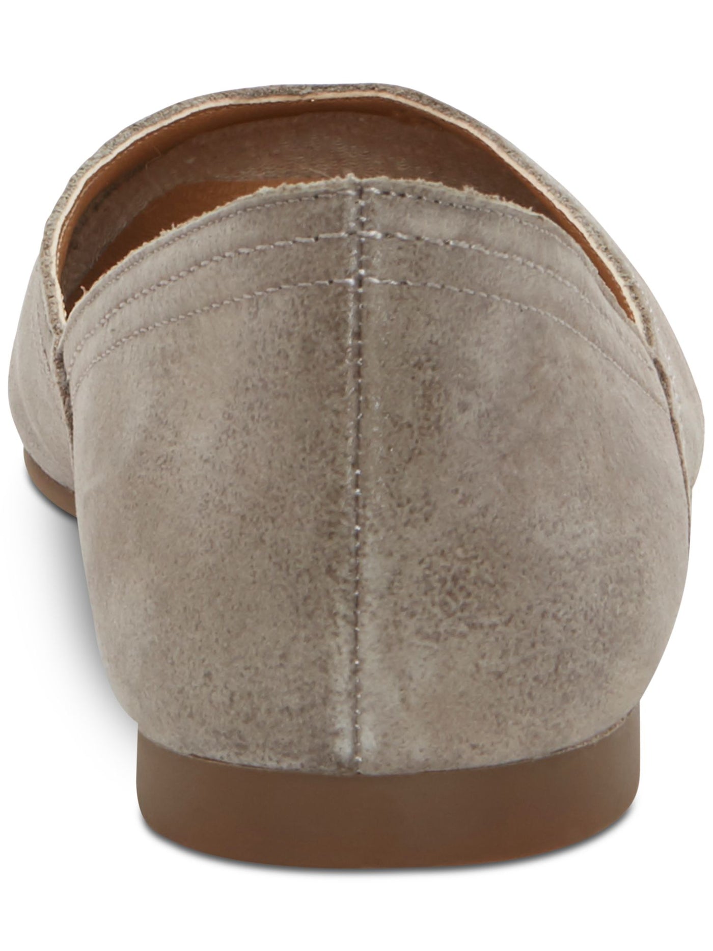 LUCKY BRAND Womens Gray Stitch Detailing Notched At Sides Comfort Alba Square Toe Slip On Leather Flats 6.5 M