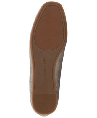LUCKY BRAND Womens Gray Stitch Detailing Notched At Sides Comfort Alba Square Toe Slip On Leather Flats Shoes