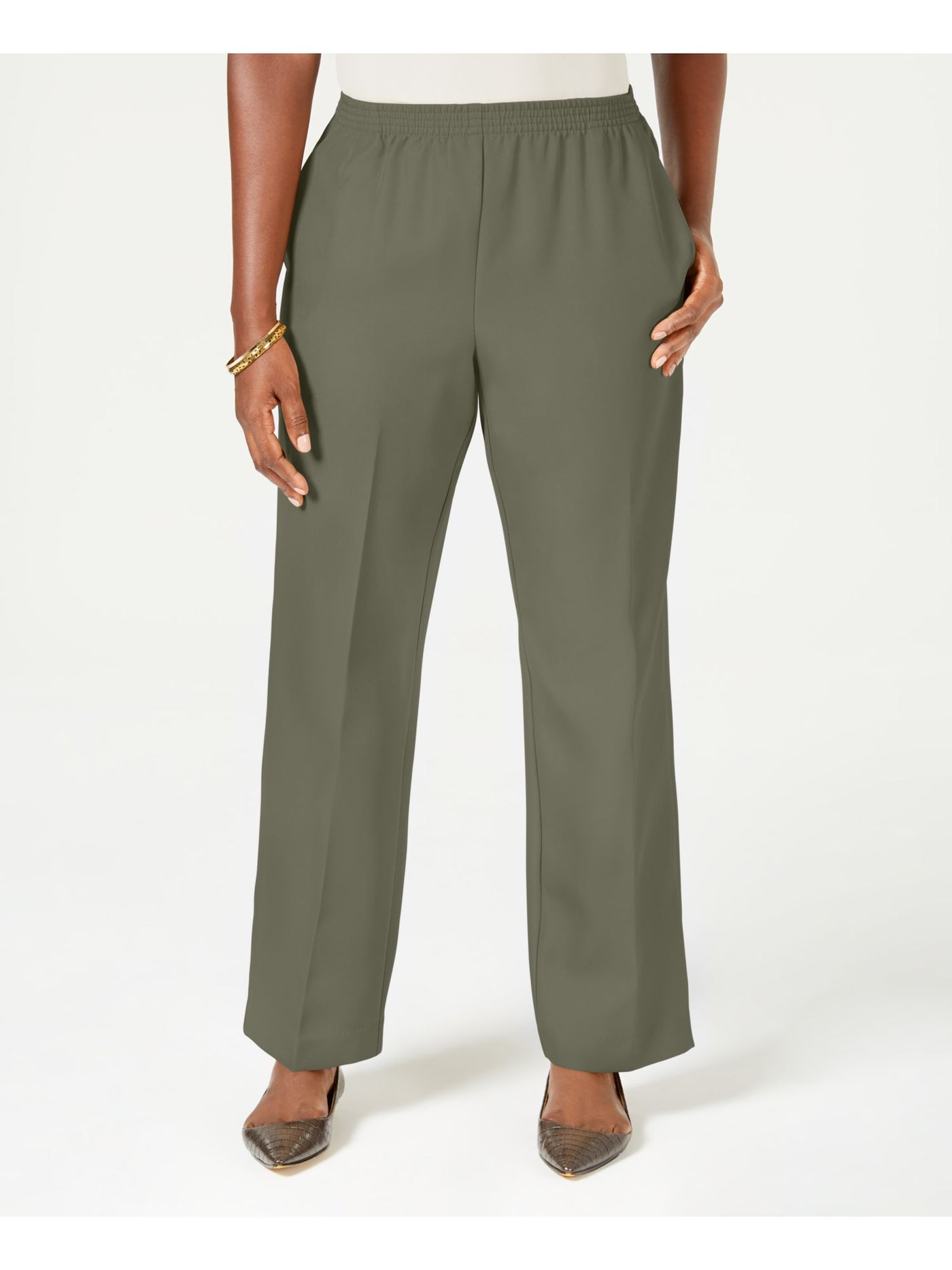 KAREN SCOTT Womens Green Wear To Work Pants Petites PP