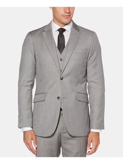 PERRY ELLIS Mens Gray Single Breasted, Herringbone Slim Fit Suit Separate Blazer Jacket 42R