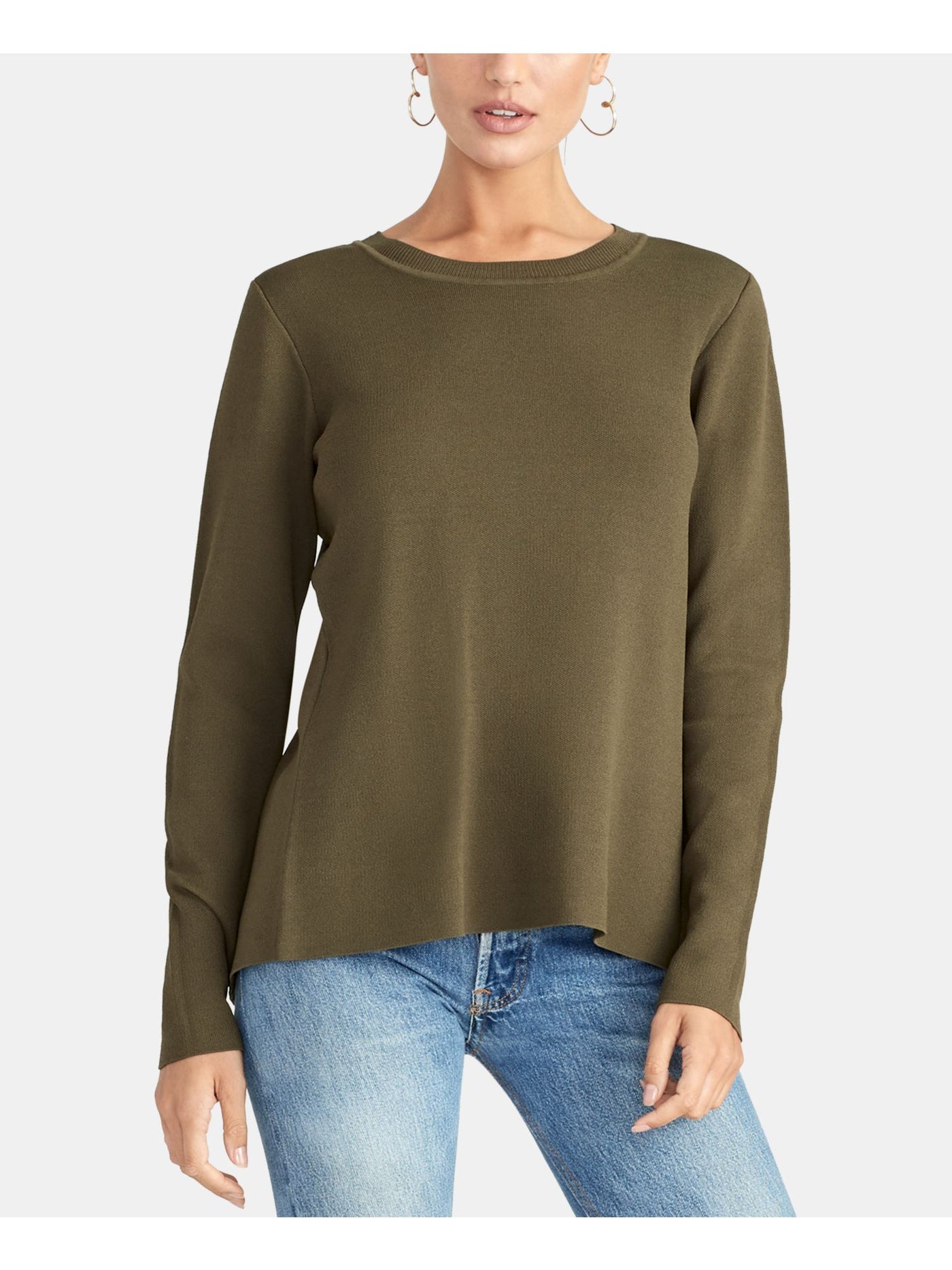 RACHEL ROY Womens Green Racerback Long Sleeve Crew Neck Top Size: M